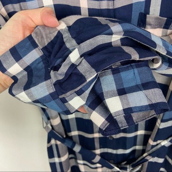 NWT Maison Jules Plaid Cold-Shoulder Midi Dress Blue‎ Size Small New With Tags S - Picture 11 of 16